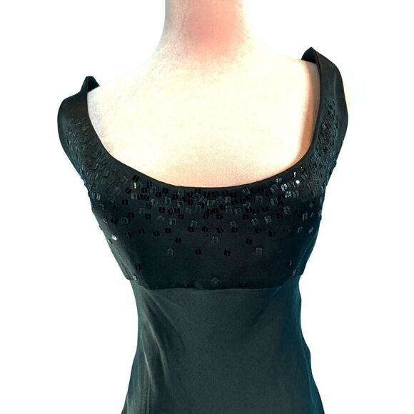 TAHARI Blk Silk Dress Long Special Occasion Holiday Party Sequins Across Bust 2 - Picture 3 of 11